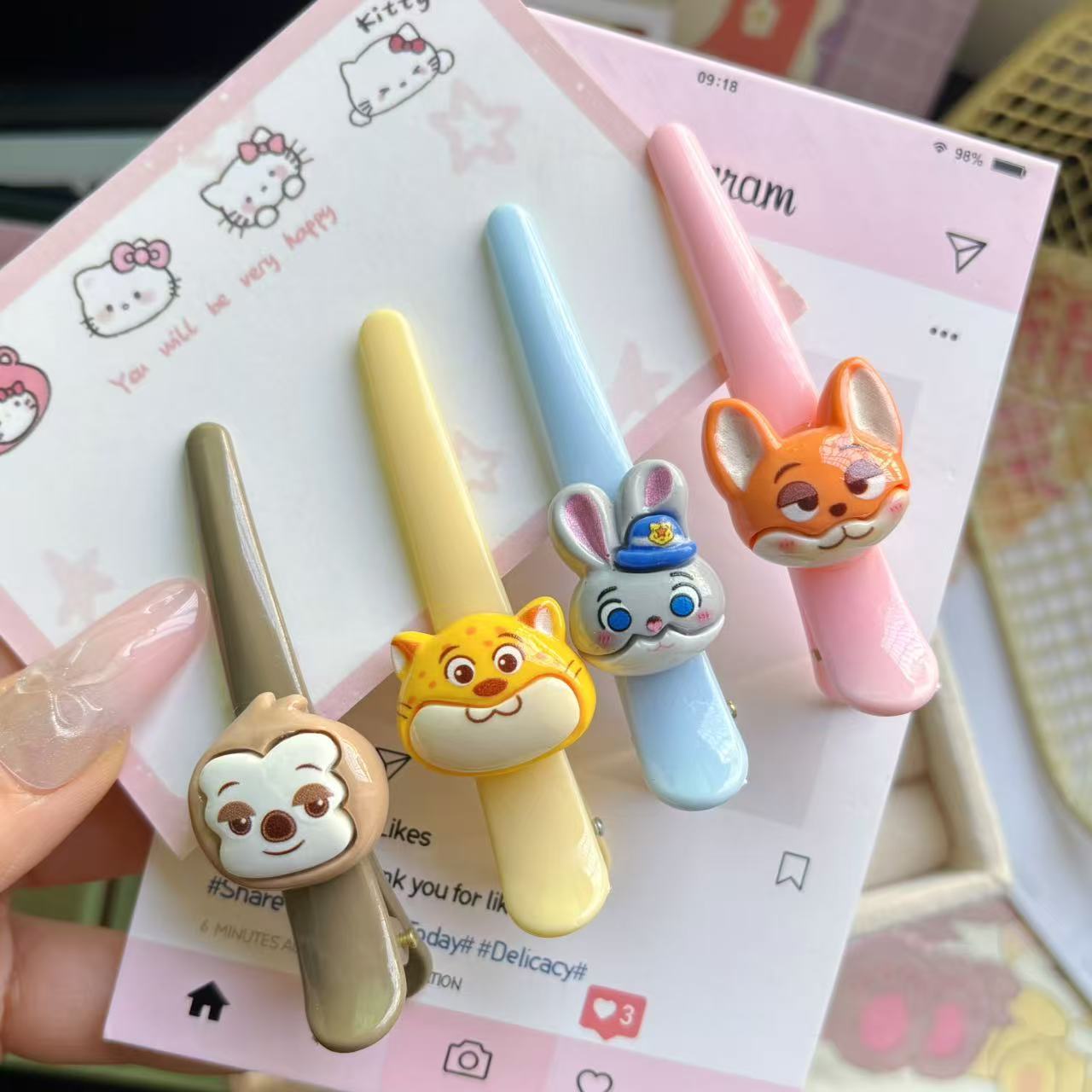 卡通疯狂动物城发夹ins可爱甜美一字夹定位刘海夹侧边发卡化妆夹