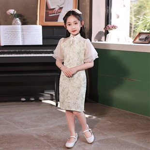 女童改良旗袍连衣裙夏季中国风儿童中式唐装薄款古筝演出服薄裙子