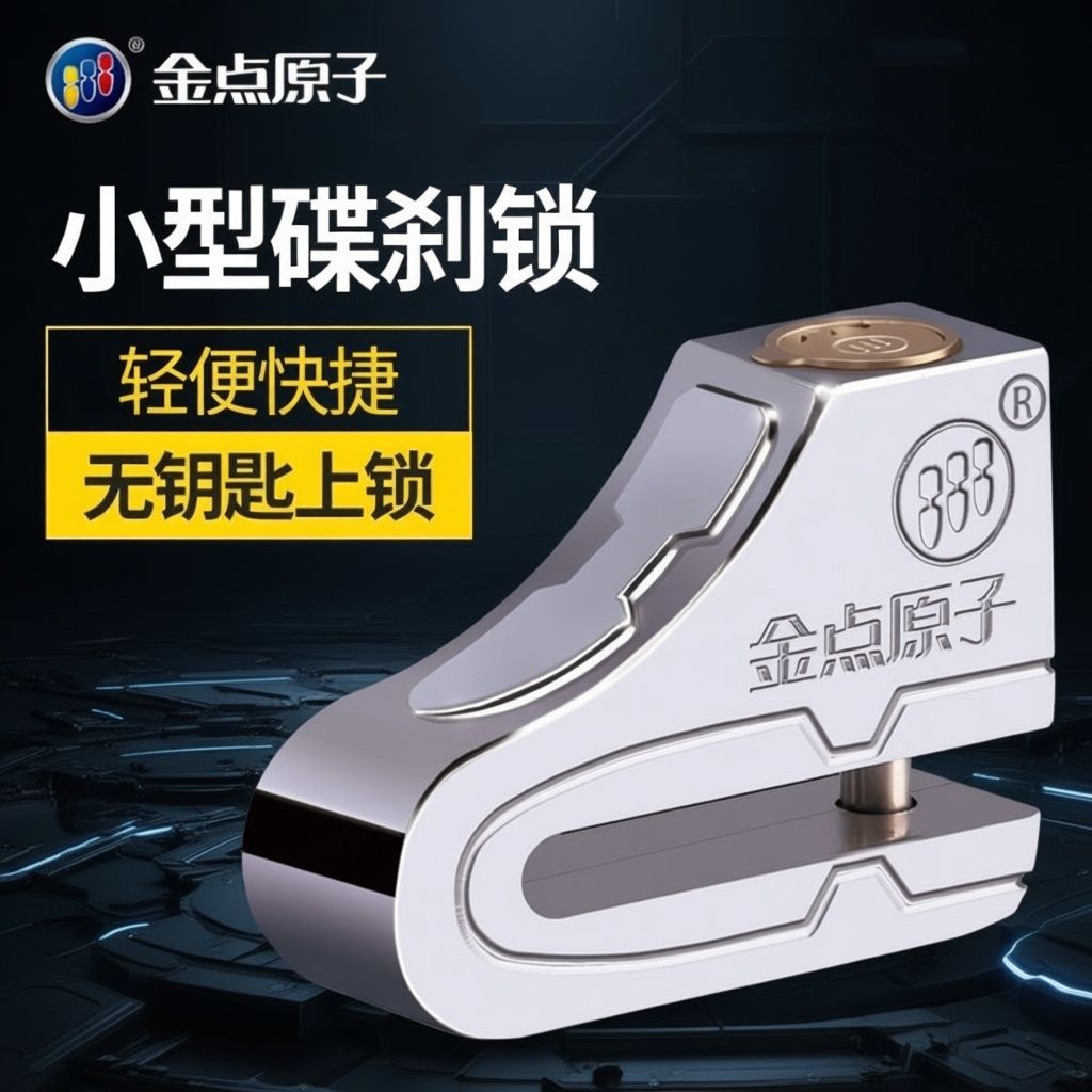 金点原子碟刹锁电动车电瓶车摩托车不锈钢碟刹锁防盗报警碟刹锁