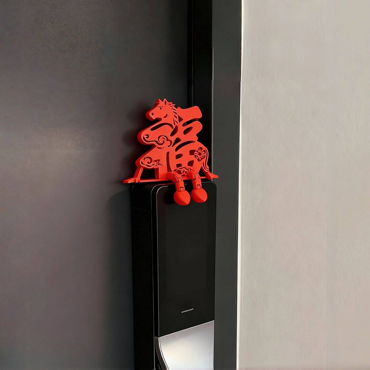 小马福字摆件新年装饰智能门锁装饰2026马年春节过年家居氛围装饰