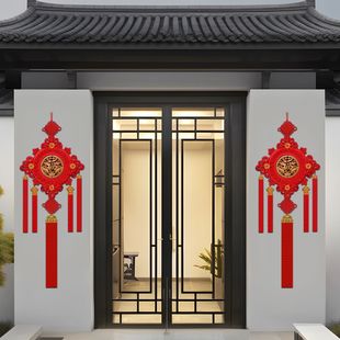 2026新款福字中国结原色桃木春节挂件客厅大号入户门背景墙装饰