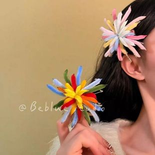 烟火发饰彩色烟花~新年扭扭棒烟花发夹女2026新款爆款头饰女过年