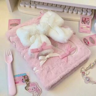 粉色少女心蝴蝶结卡册a5毛绒活页相簿三寸拍立得追星小卡收纳册