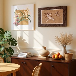 中古风卧室床头装饰画高级感餐厅复古壁画主卧传统宋代美学挂画