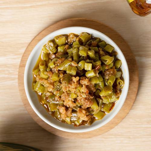 豇豆肉末川娃子农家风味酸豇豆下饭菜拌面酱四川特产酸豆角泡菜