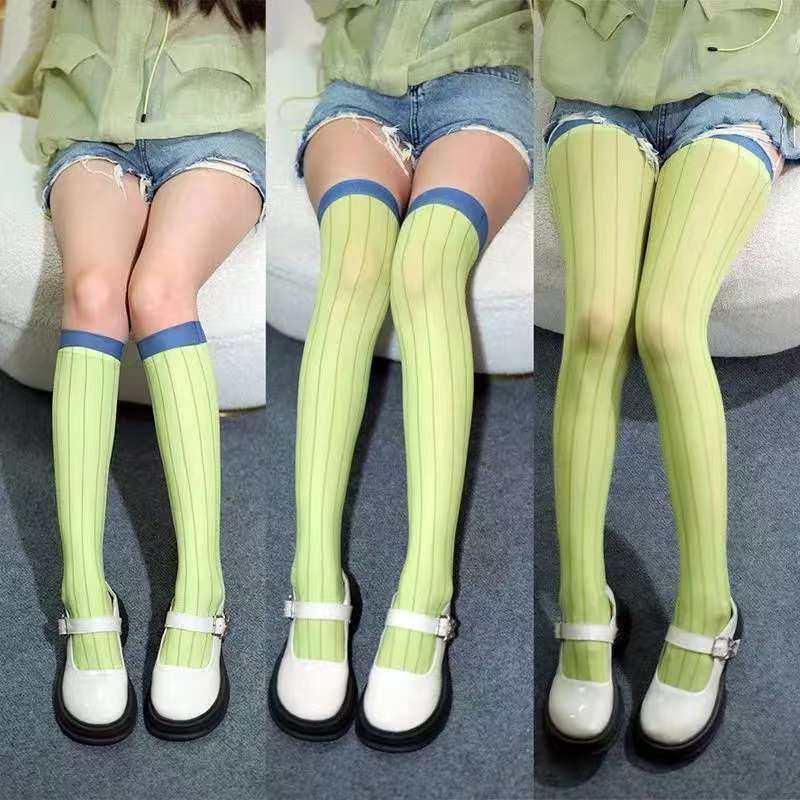 甘露寺蜜璃同款cos丝袜绿色竖条纹袜子长筒袜可爱卡通春秋印花袜,女士内衣/男士内衣/家居服,长筒袜,淘宝优惠券,粉丝福利购,淘宝优惠卷