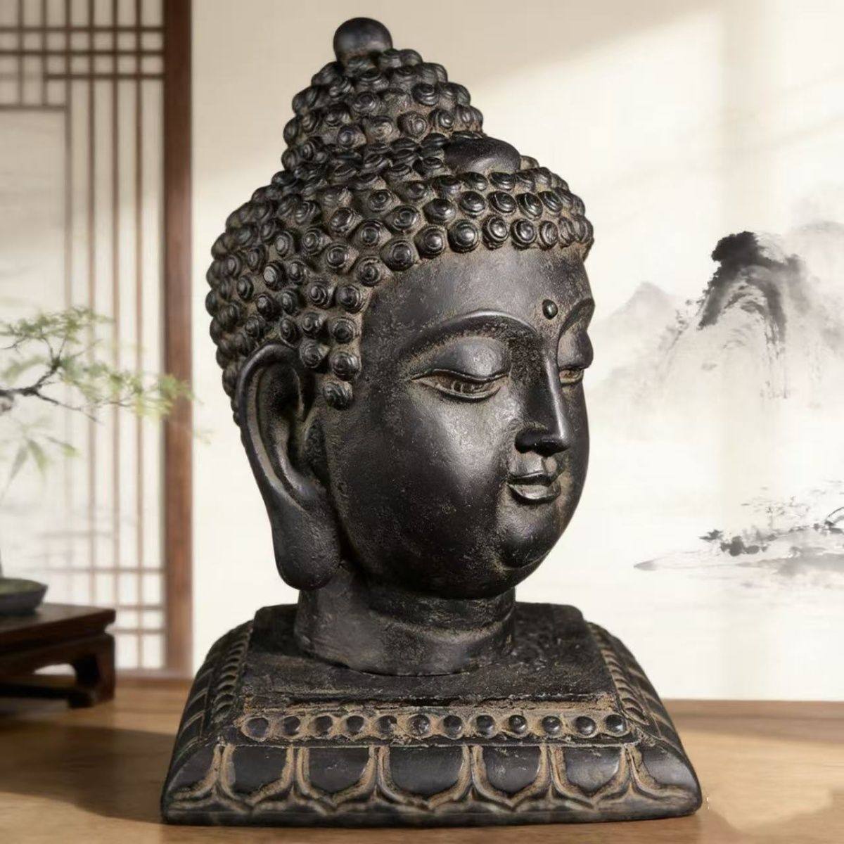 新中式复古佛头庭院茶社桌摆古风国潮家居造景摆件博古架佛头摆件,家居饰品,户外/庭院摆件,淘宝优惠券,粉丝福利购,淘宝优惠卷