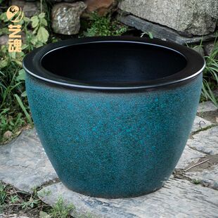 景德镇陶瓷鱼缸户外阳台客厅家用荷花缸仿石大水缸庭院锦鲤缸