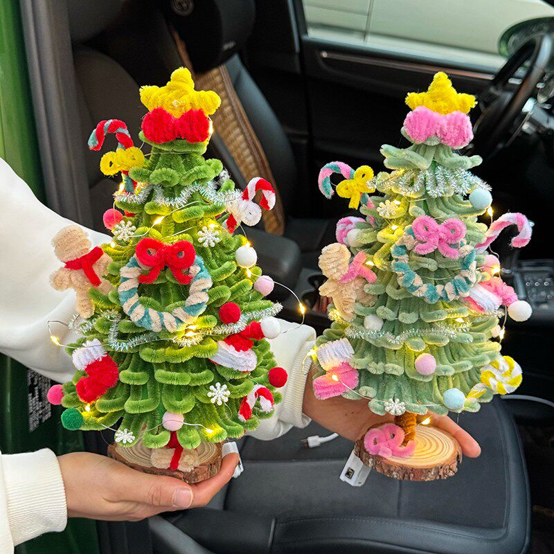 扭扭棒圣诞树材料包diy手工自制新款圣诞节礼物装饰桌面小型摆件