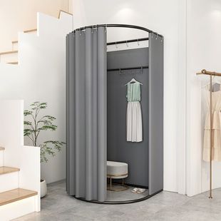 移动试衣间服装 落地布帘 店商场移动试衣间门帘更衣室展示架便捷式