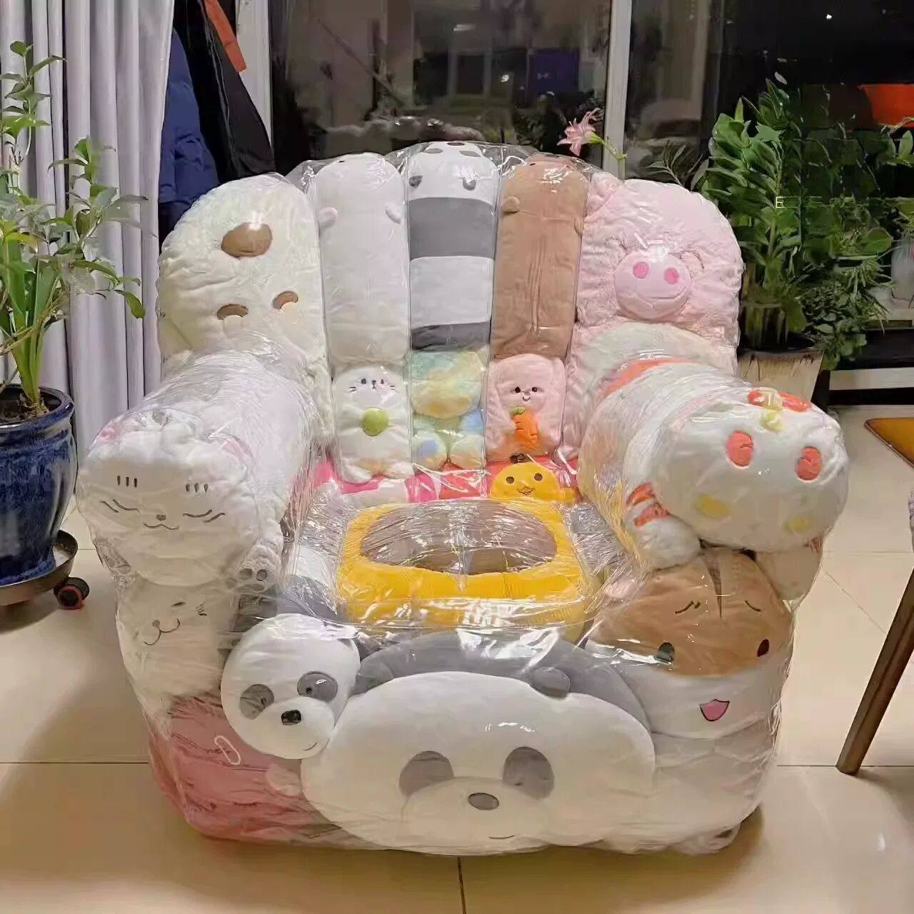 懒人充气透明沙发娃娃收纳装毛绒玩具的玩偶收纳沙发椅DIY塞娃娃,收纳整理,毛绒玩具收纳桶/箱,淘宝优惠券,粉丝福利购,淘宝优惠卷