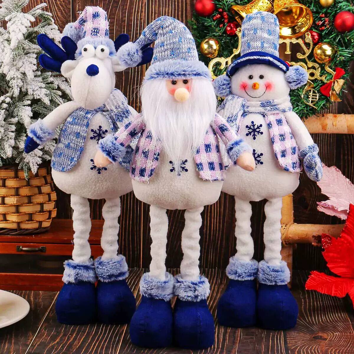 Nordic Christmas Dolls Stretchy Plush Hanging Ornament Blue