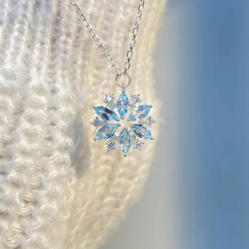 Merry Christmas Snowflake Zircon Necklace For Women Men Elk