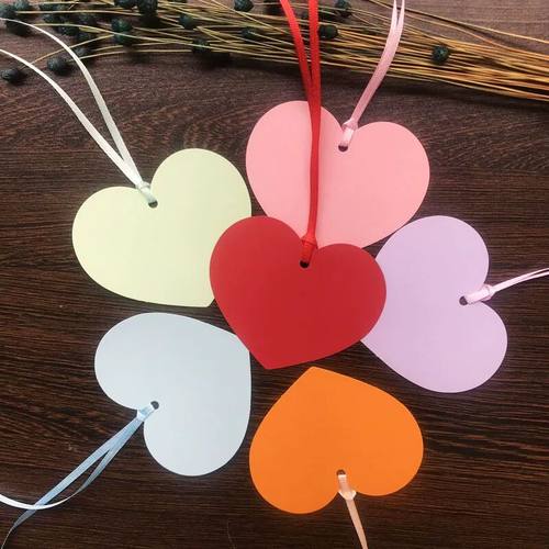 空白新款爱心形小卡片书留言结婚庆礼桌卡心愿墙吊卡挂绳贺卡