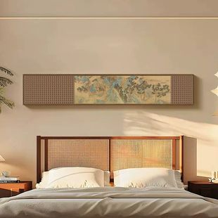 禅意新中式横版风景客厅茶室装饰画宋代美学高级感卧室办公室挂画