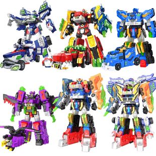 迷你特工队五之超威能量变形机甲儿童机器人合体战车玩具男孩金刚