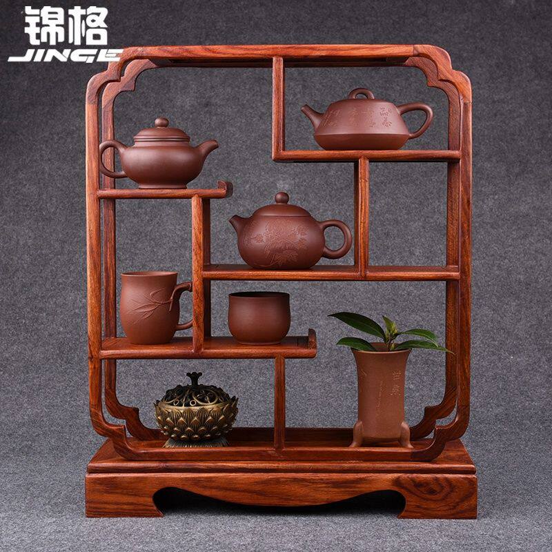 锦格实木茶架展示架紫砂壶架子小型桌上博古架茶壶摆放茶具架收纳