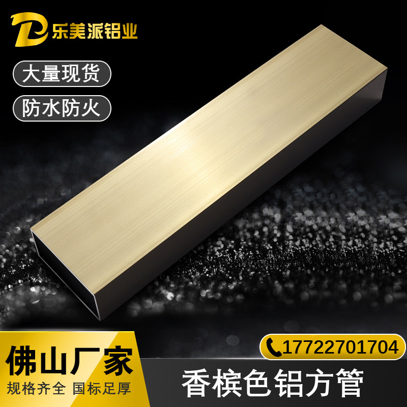 电泳香槟金铝方管 室外铝合金门窗型材 家装隔断用铝扁管 可定制