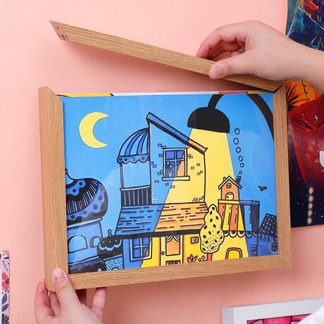 储藏式画框收纳儿童画装裱a4A3奖状8k绘画作品框磁吸快拆简易相框