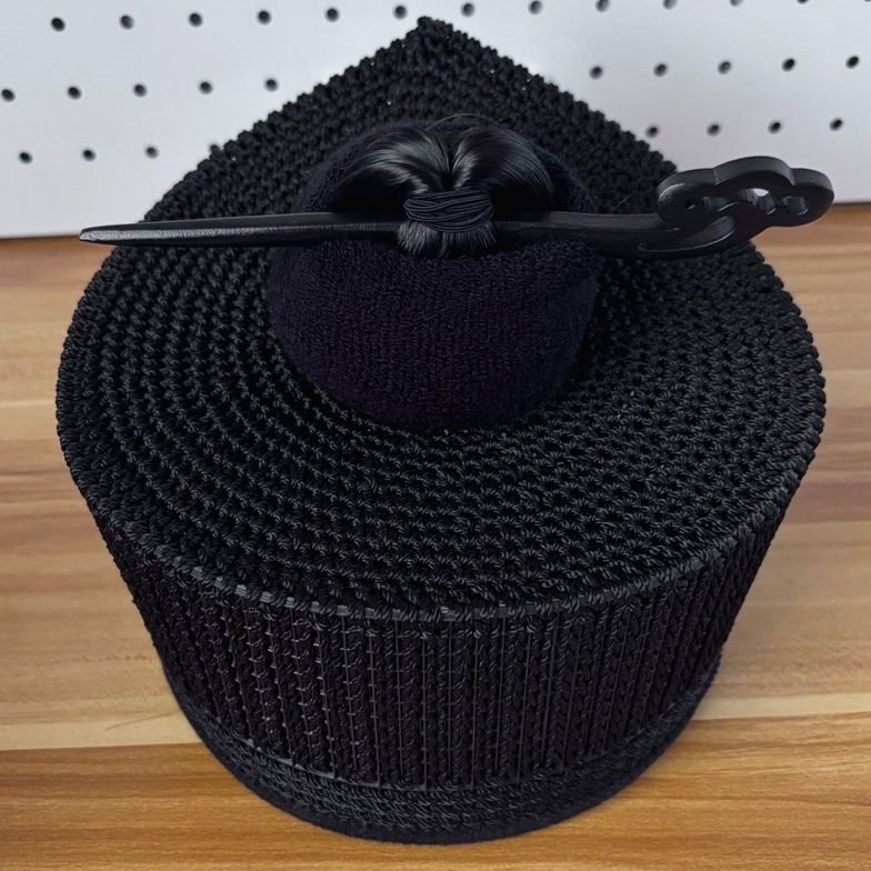 混元巾手编编织道士假发帽子庄子夏季透气全真手工混元帽网眼