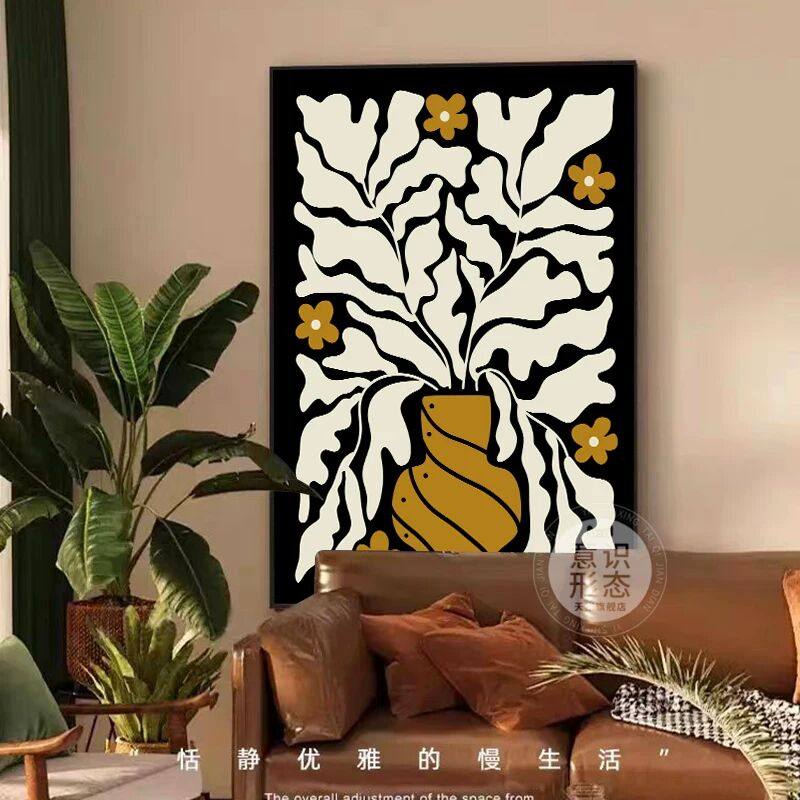 中古风落地画美拉德客厅沙发背景墙壁画小众艺术抽象花卉玄关挂画,家居饰品,现代装饰画,淘宝优惠券,粉丝福利购,淘宝优惠卷