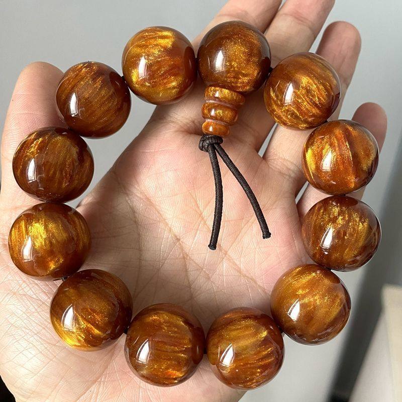 十二颗珠仿金丝海柳树脂手串款新款三代高档佛珠串念珠首饰男女款