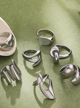 Stainless Steel Irregular Geometric Rings for Women Minimali