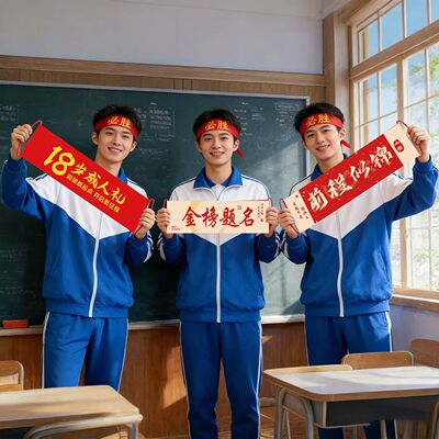 百日誓师大会道具高考必胜手拉旗加油励志啓动会活动拍照手持横幅