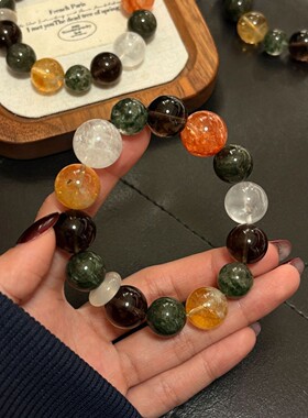 【暮秋】原创天然绿发晶绿云母复古手串时尚百搭小众男女款手饰送