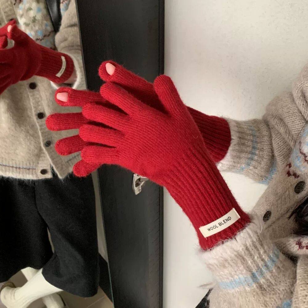 红色含羊毛手套女冬季百搭保暖防寒开车骑行可触屏加长针织手套,服饰配件/皮带/帽子/围巾,手套,淘宝优惠券,粉丝福利购,淘宝优惠卷