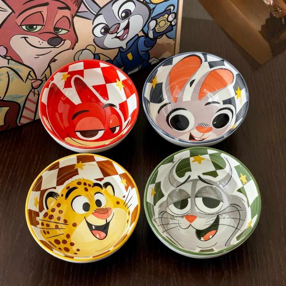 迪士尼疯狂动物城2陶瓷餐具碗一套四件套套装礼盒饭碗可爱釉下彩