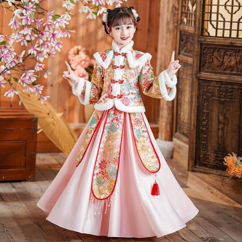汉服儿童冬装加厚中国风唐装女童拜年服冬季套装女孩过年古装加绒,童装/婴儿装/亲子装,连衣裙,淘宝优惠券,粉丝福利购,淘宝优惠卷