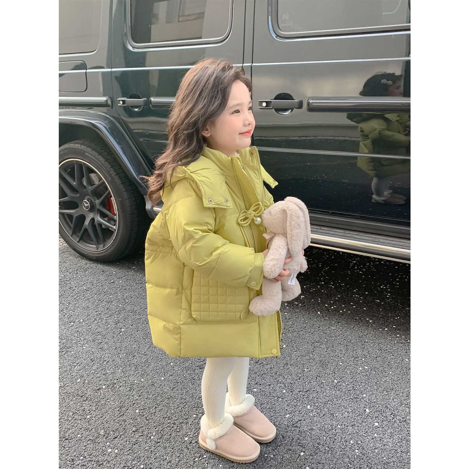 女童羽绒服2025新款洋气国标90白鸭绒女宝宝冬装中长款加厚羽绒服