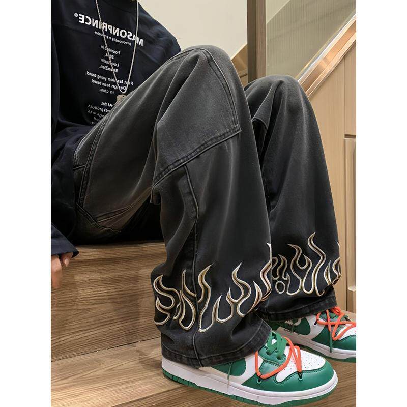Wide Leg Loose Baggy Jeans For Men Hip Hop Grunge Demin图片