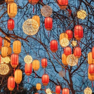 挂在树上的灯小院室外串灯装饰草坪庭院LED节日街道低压阳台