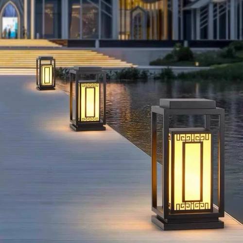 户外防水草坪灯新中式简约公园矮款落地灯园林景观别墅庭院柱头灯