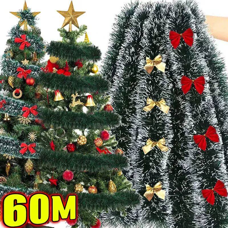 60/2m Christmas Green Cane Ribbons Garland Xmas Tree Ornamen