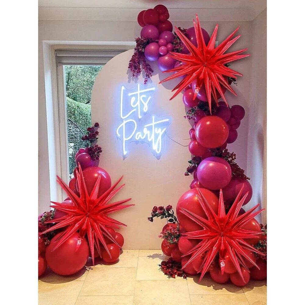 3pcs 24 inch red exploding star aluminum foil balloons suit