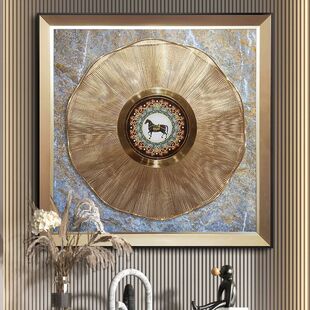 轻奢入户玄关装饰画现代美式客餐厅壁画艺术装置立体高级实物挂画