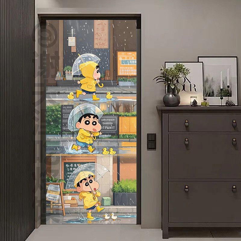 门贴墙贴纸蜡笔小新防水自粘贴画玻璃卫生间电梯门木门防窥翻新贴