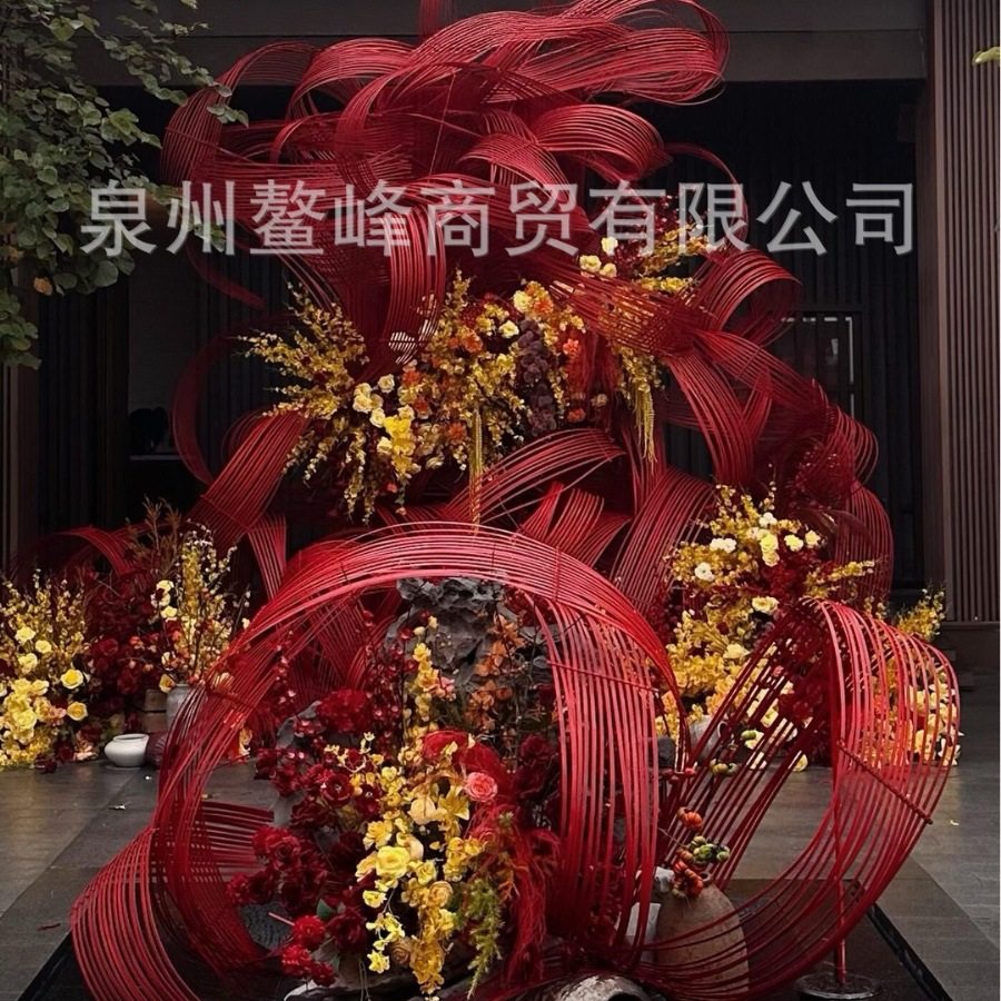 红色竹编竹排竹条竹片竹篾手工竹艺花艺婚庆美陈新年布置装饰材料,特色手工艺,竹编/竹雕,淘宝优惠券,粉丝福利购,淘宝优惠卷