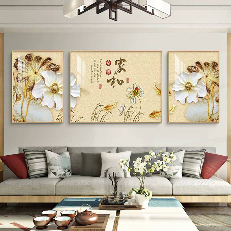 客厅装饰画轻奢山水画三联新中式墙画沙发背景墙挂画现代简约壁画,家居饰品,现代装饰画,淘宝优惠券,粉丝福利购,淘宝优惠卷