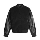 休闲外套春秋 拼接普通短款 宽松立领棒球服夹克男士 欧美潮牌PU皮袖