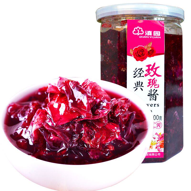 玫瑰酱云南食用玫瑰花酱花瓣糖花酿商用烘培冷饮冰粉配料果酱