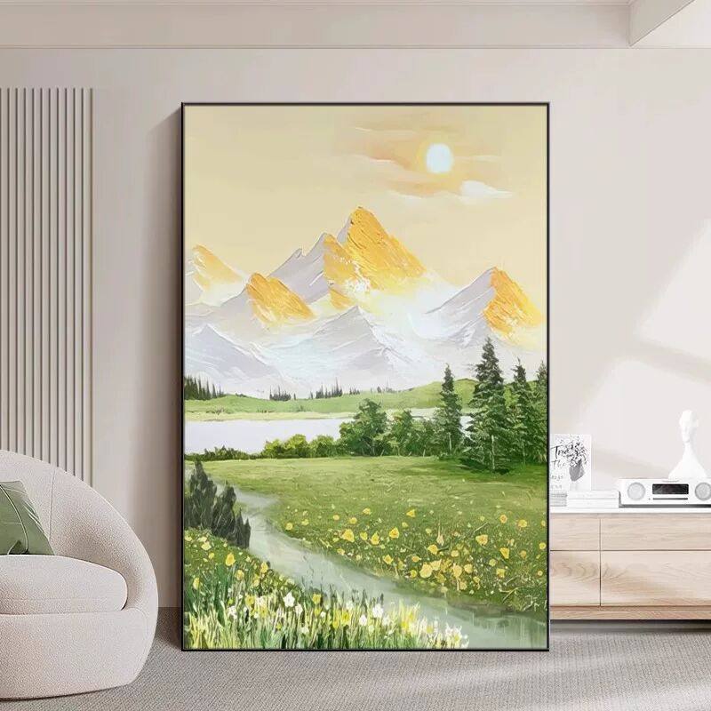 肌理感奶油风客厅装饰画沙发背景墙山水风景落地画玄关入户挂画,家居饰品,现代装饰画,淘宝优惠券,粉丝福利购,淘宝优惠卷