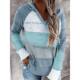 Drawstring Pullover Hooded Sweater Long Color Casual Block