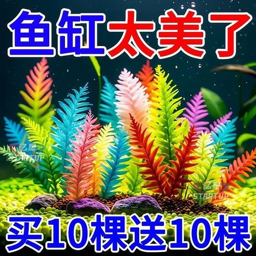 鱼缸造景装饰仿真水族水草海草水族箱布景塑料植物摆件假花套餐