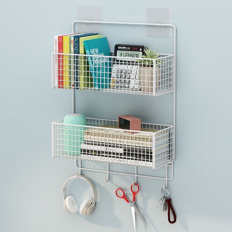 290墙上置物架免打孔壁挂书架卫生间浴室墙面带钩宿舍床头收纳架