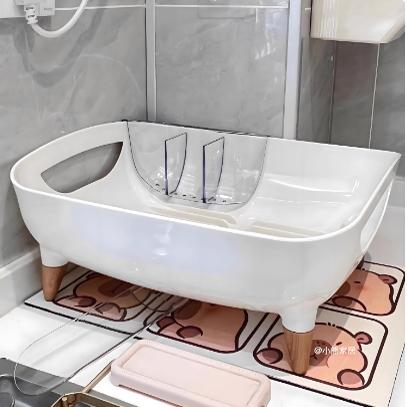 奶油风碗碟收纳架餐盘碗盘碗筷滤水收纳盒塑料厨房放碗架沥水碗架