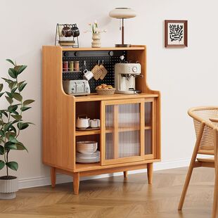 餐边柜一体靠墙高柜储物柜简约现代日式茶水柜洞洞板客厅酒柜实木